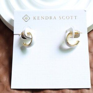 Kendra Scott White Enamel Gold Earrings - Ainsley